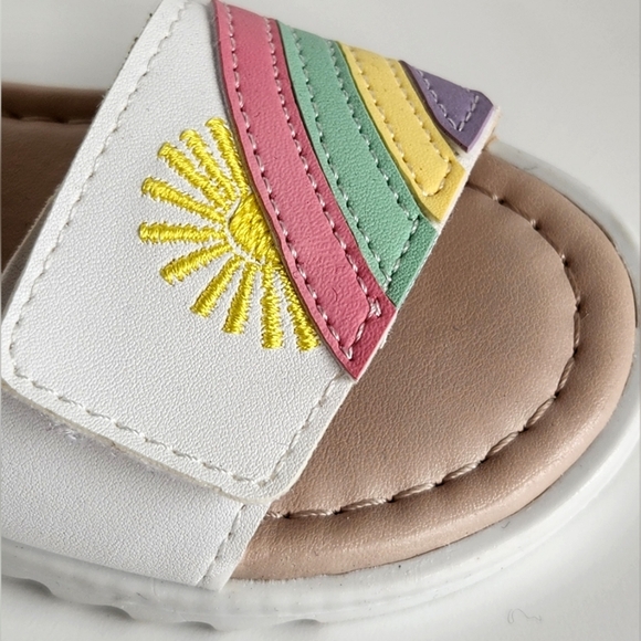 3T Size EU:24/US:8 Toddler Girls Summer White Sandals with Rainbow Embroidery - Picture 4 of 12